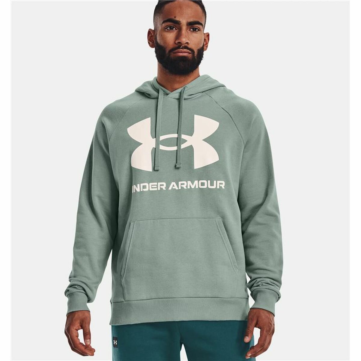 Herenhoodie Under Armour Rival Big Logo Groen