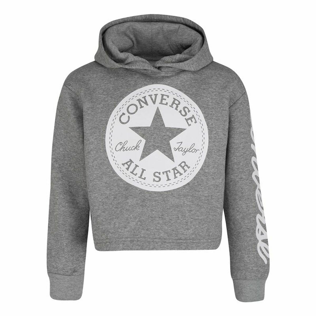 Uniseks Hoodie Converse Chuck Patch Crop G Donker grijs