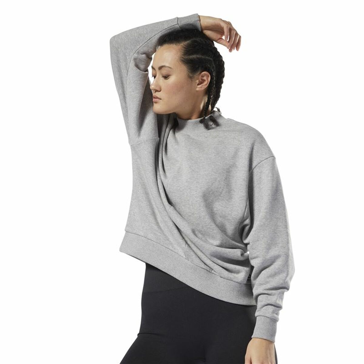 Damessweater zonder Capuchon Reebok Terry Crew Lichtgrijs