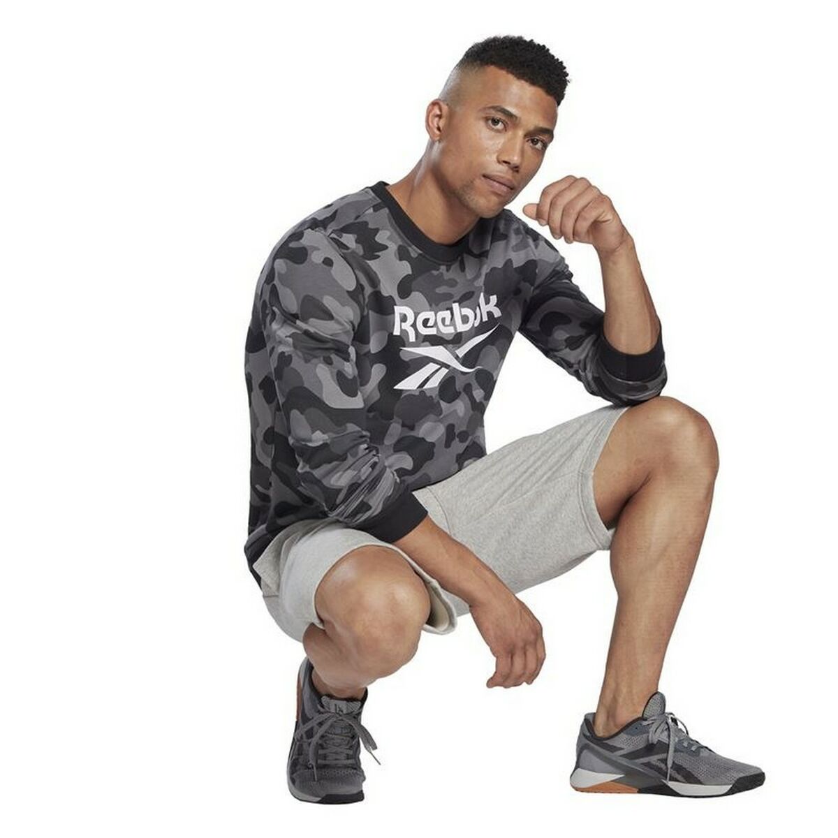 Herensweater zonder Capuchon Reebok Camo Zwart