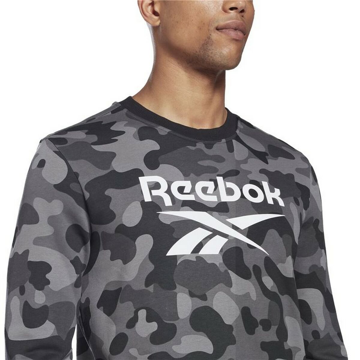 Herensweater zonder Capuchon Reebok Camo Zwart