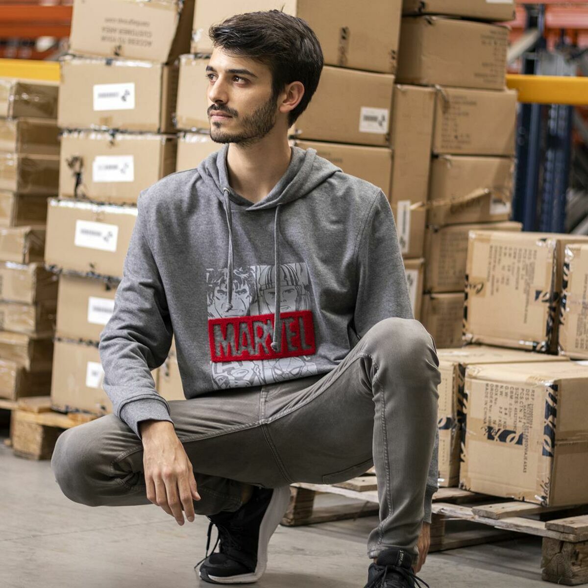 Herenhoodie Marvel Grijs