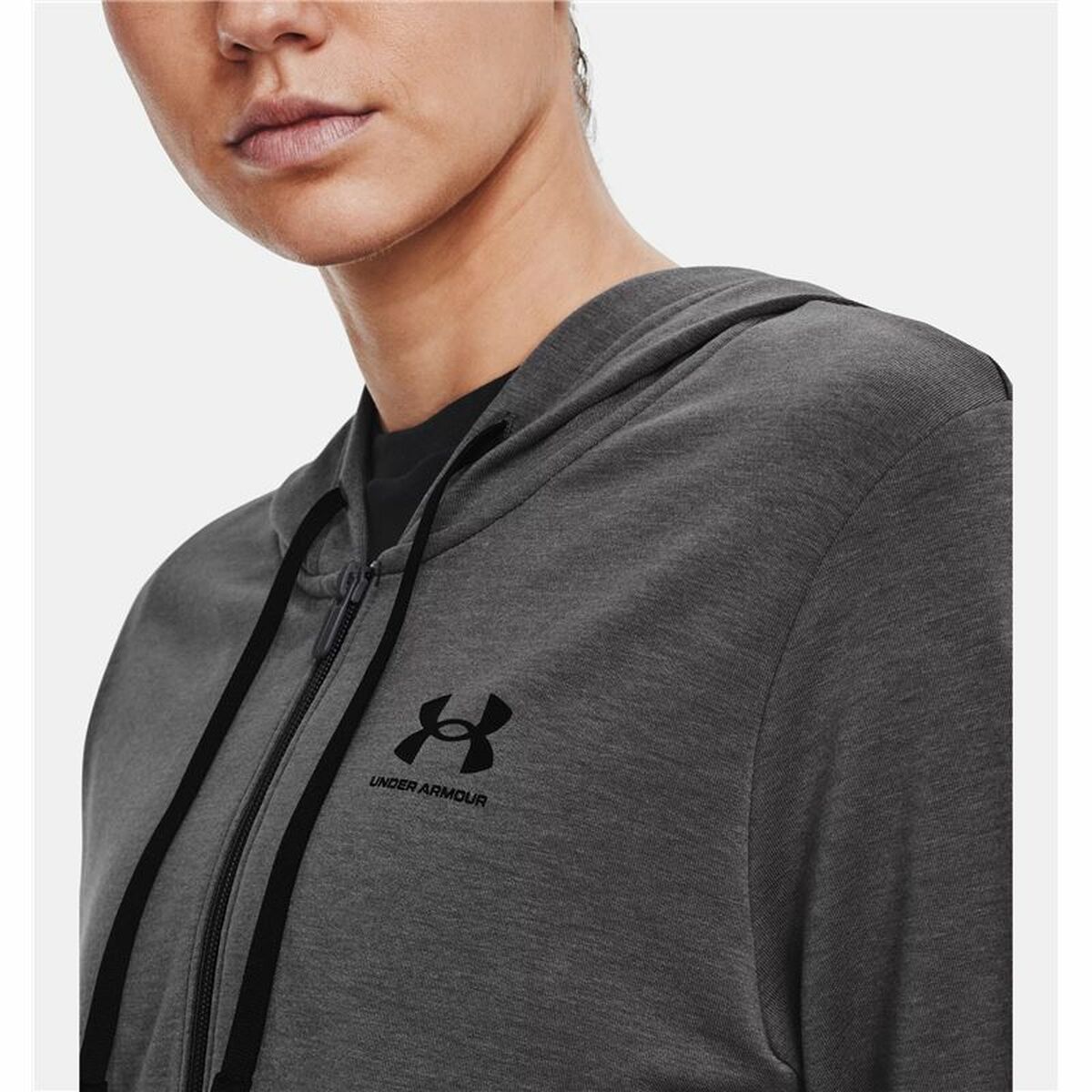 Dameshoodie Under Armour Rival Terry FZ Met capuchon Donker grijs