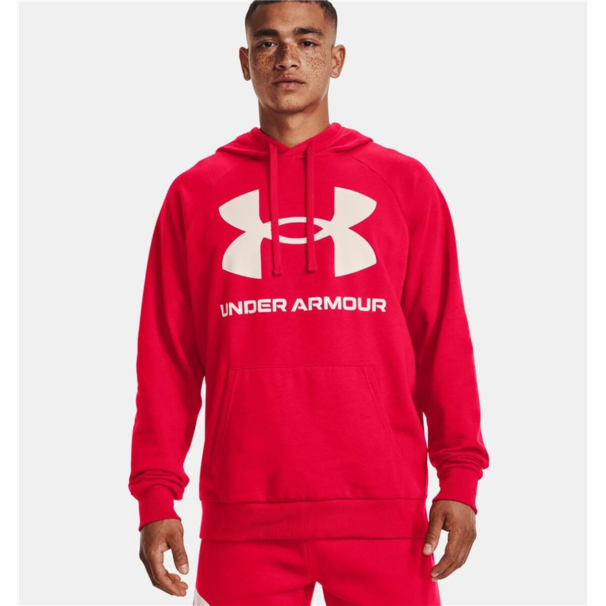 Herenhoodie Under Armour Rival Big Logo Rood