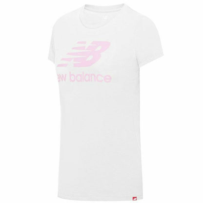 Dames-T-Shirt met Korte Mouwen New Balance Essentials Stacked Wit