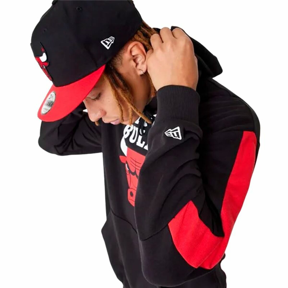 Uniseks Hoodie New Era NBA Colour Block Chicago Bulls Zwart