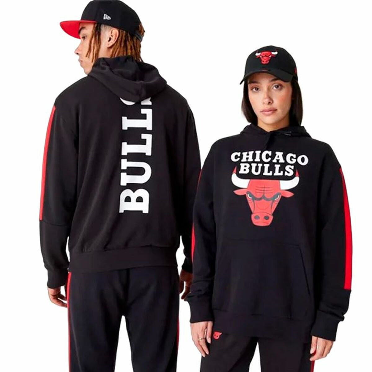 Uniseks Hoodie New Era NBA Colour Block Chicago Bulls Zwart