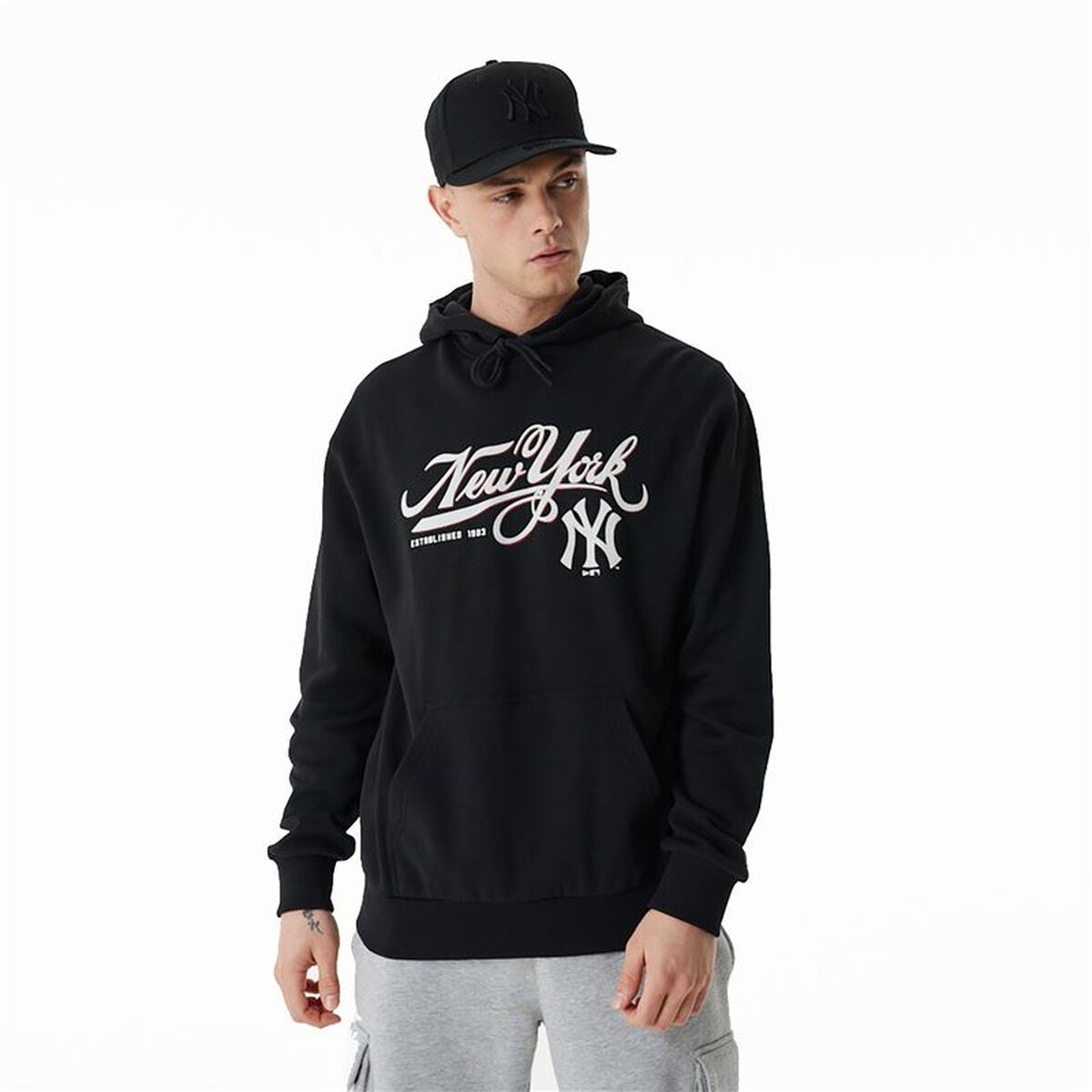 Uniseks Hoodie New Era MLB Retro Graphic New York Yankees Zwart