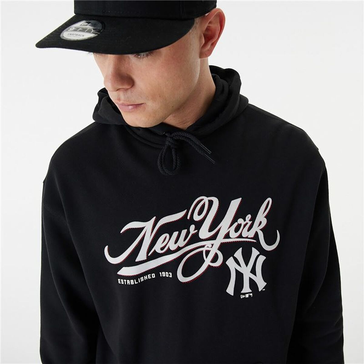 Uniseks Hoodie New Era MLB Retro Graphic New York Yankees Zwart