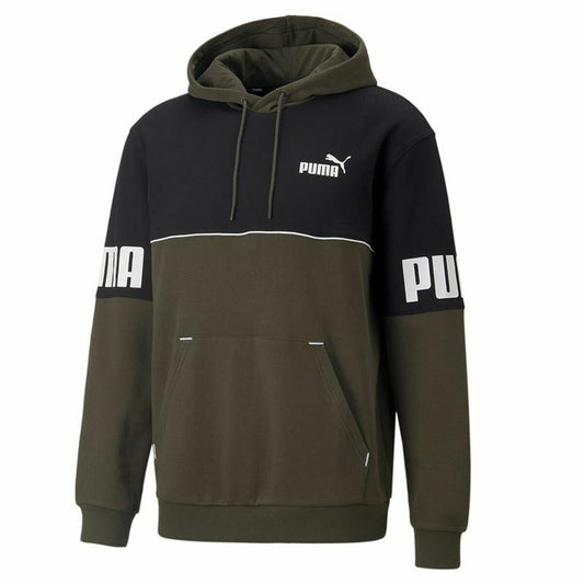 Herensweater zonder Capuchon Puma Power Colorblock Groen Zwart