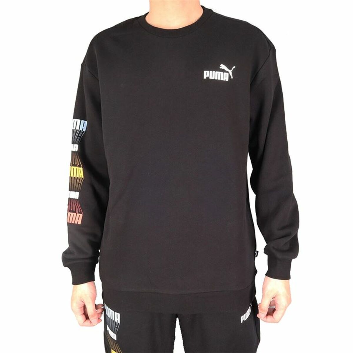 Herensweater zonder Capuchon Puma Repeat Graphic Crew Zwart