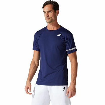 Heren-T-Shirt met Korte Mouwen Asics Court SS Blauw