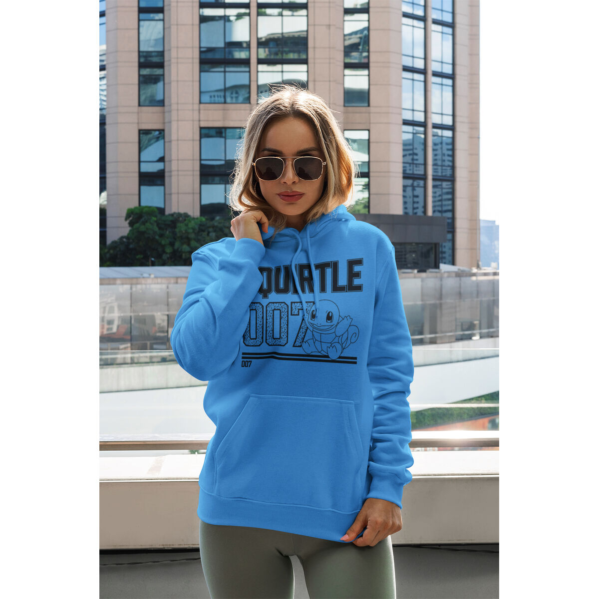 Uniseks Hoodie Pokémon Squirtle Line Art Blauw