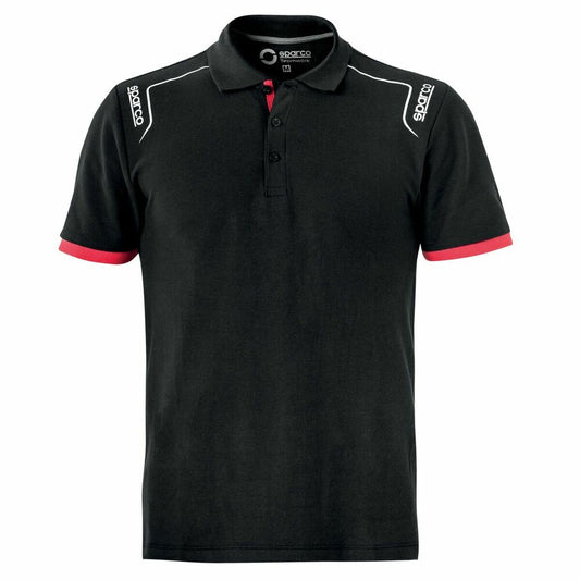 Herenpolo met Korte Mouwen Sparco TECH STRETCH Zwart