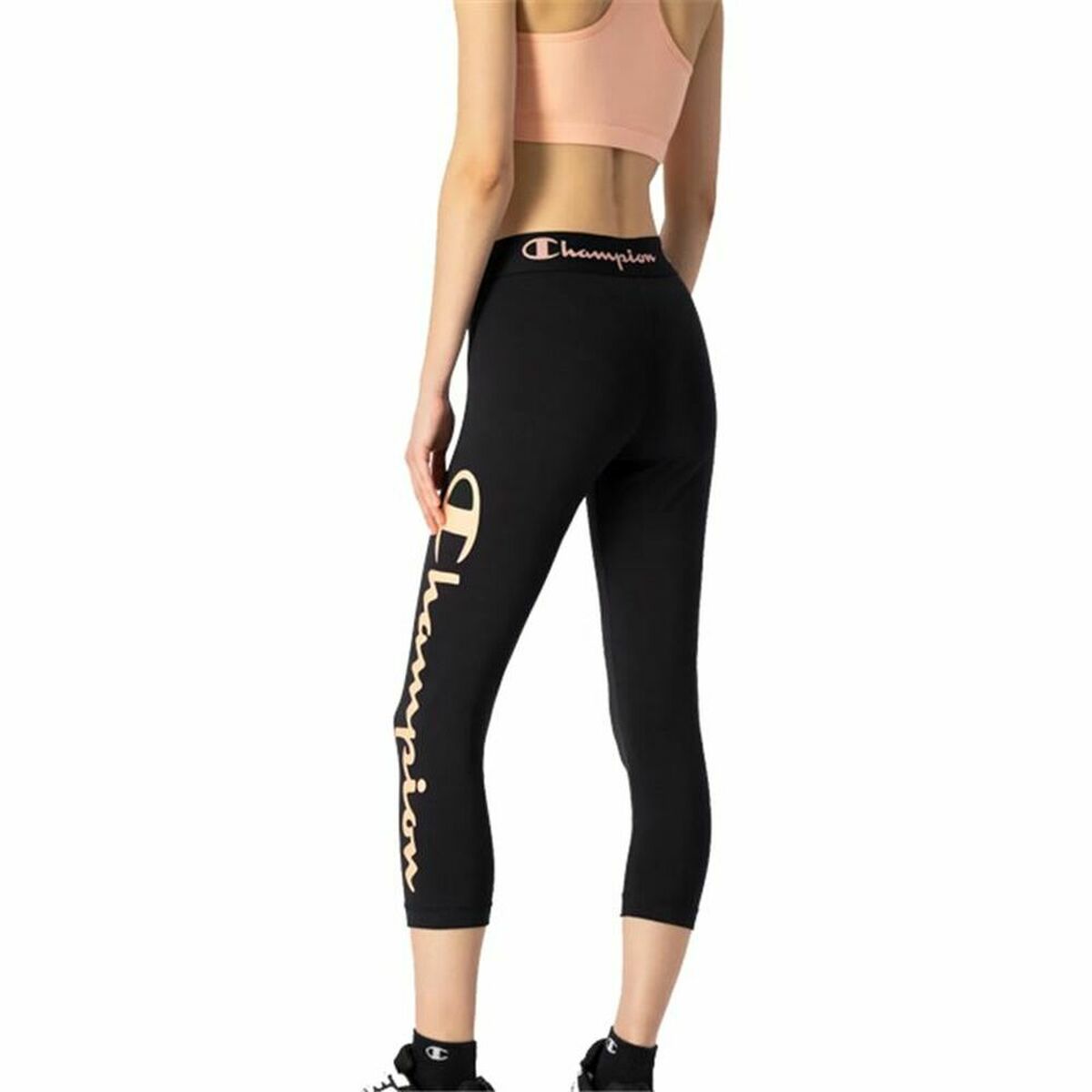 Sportleggings Champion Quick-Dry Script Logo Crop Zwart