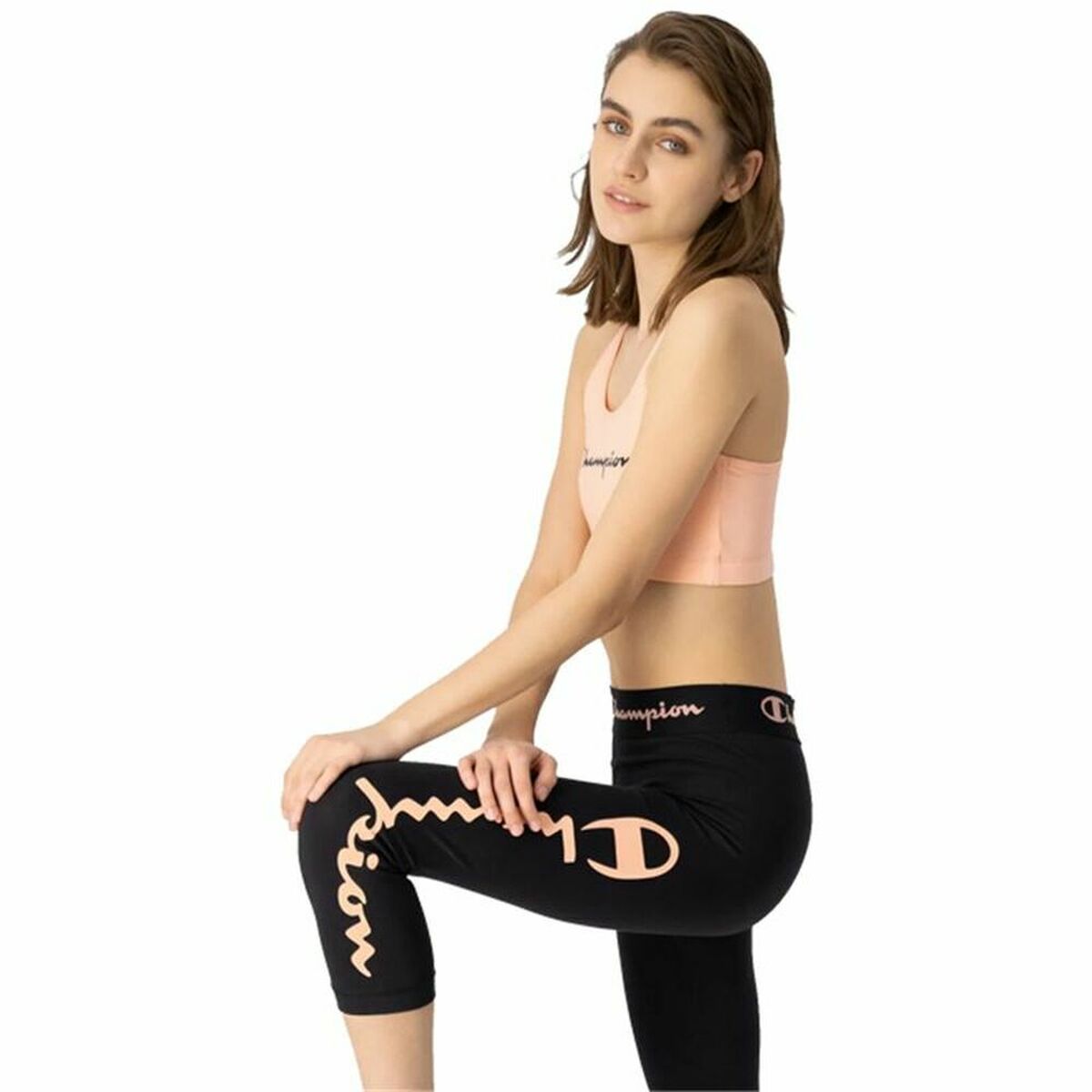 Sportleggings Champion Quick-Dry Script Logo Crop Zwart