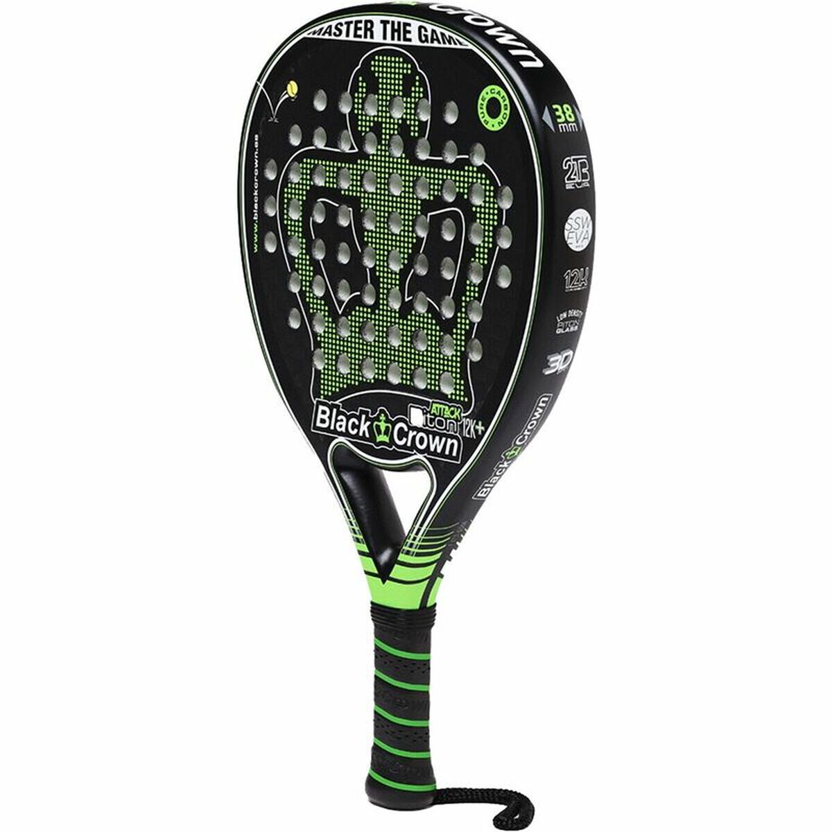 Padel Racket Black Crown Piton Attack 12K Zwart