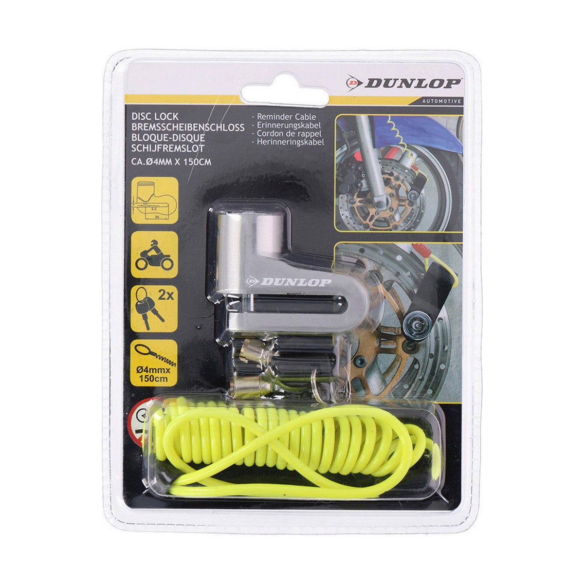 Sleutelslot Dunlop Remschijf Motorfiets 5 mm