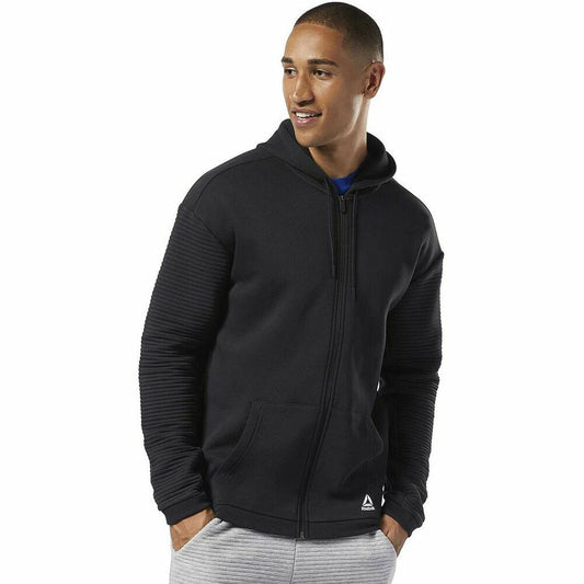 Herenhoodie met Rits Reebok WOR FLEECE FZ HOOD EC0900 Zwart